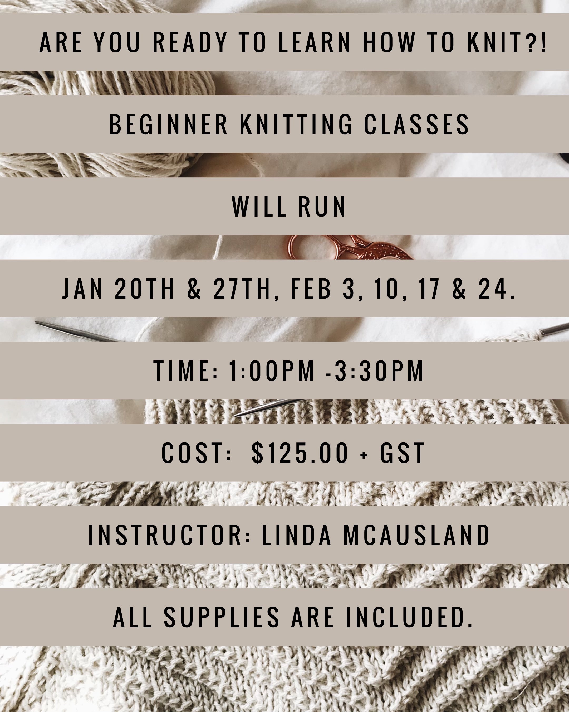 Beginner Knitting Classes